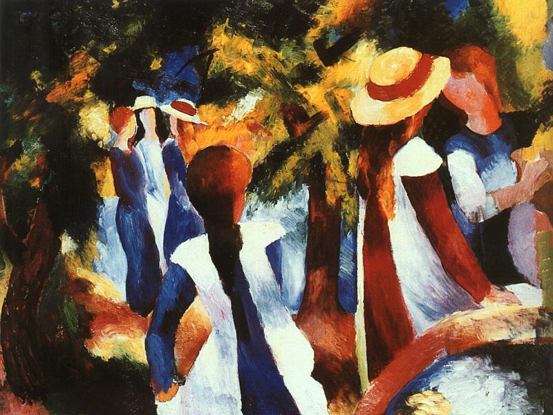 August Macke Girls Under Trees oil painting picture